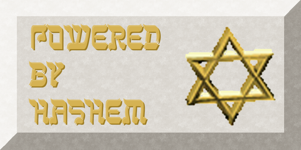 Banner reading 'powered by HaShem' next to a gold star of David.